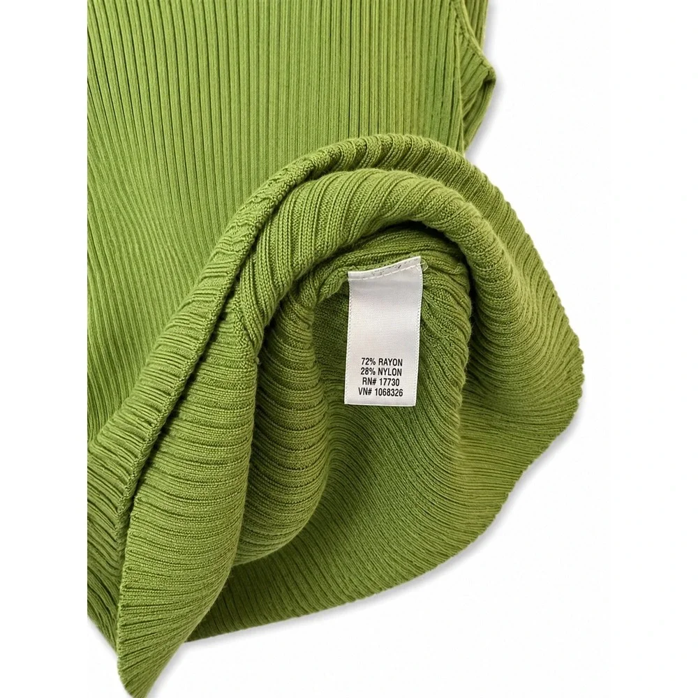 Merona Ribbed Long Sleeve Scoop Neck Pullover Sweater Lime Green XL Slim Fit